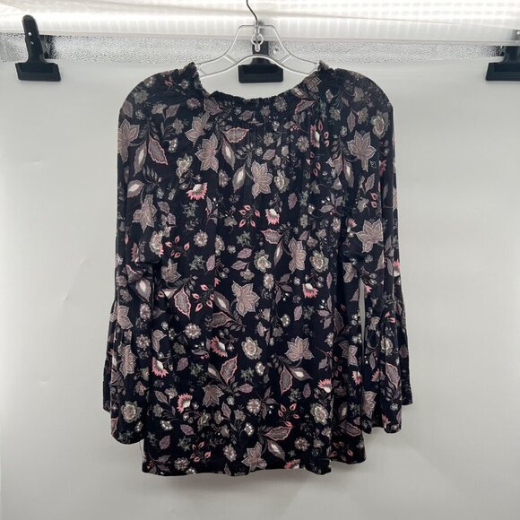 One World Women's Floral V-Neck Top Multicolor Long Sleeve Size Small - Picture 7 of 9